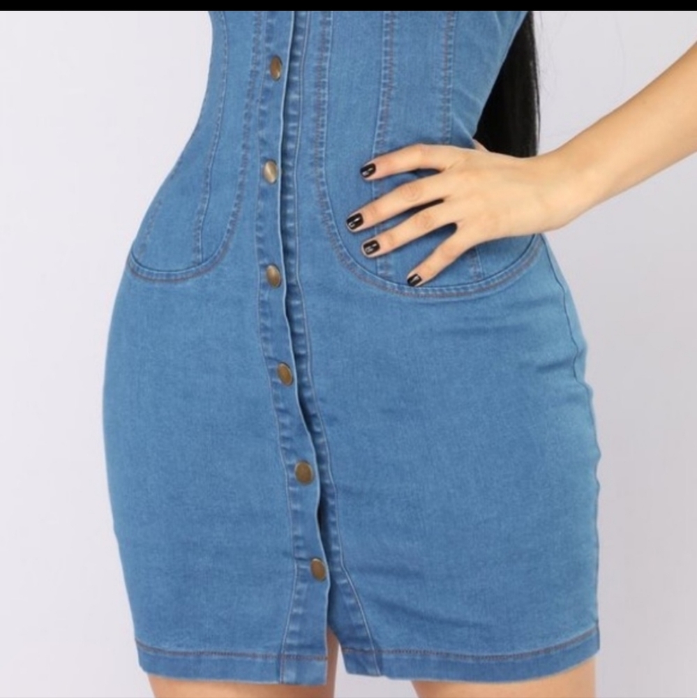 Fashion Nova Stretch Denim Sleveless Mini Dress Size 1XL